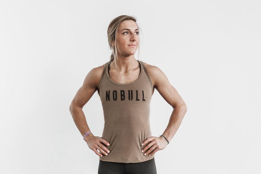 NOBULL Women's Racerback Tank Tops - Fallen Rock - Ireland (9714CBAWE)